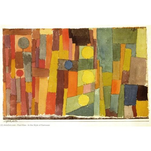 Paul Klee Kairouan Tarzında Soyut Sanat Akımları Kanvas Efektli Tablo, Resim Kağıdı Baskısı, Reprodüksiyon ve Yüksek