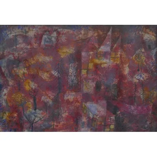 Paul Klee Grenoble Çocuk Müzesi İle Manzara Soyut Paul Klee Grenoble Çocuk Müzesi İle Manzara Soyut Sanat Akımları Kanvas Efektli Tablo, Resim Kağıdı Baskısı