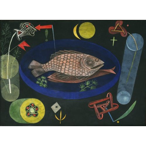 Paul Klee Around The Fish Abstract Art Movements Canvas, Drawing Paper Prints, Reproduction Oil Painting and High Resolution