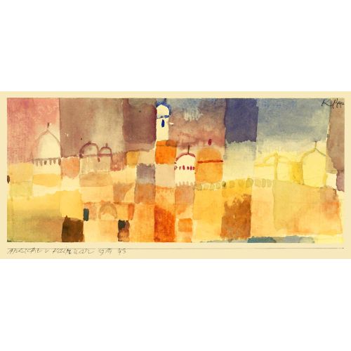 Paul Klee Kairouan Görünümünü Soyut Sanat Akımları Kanvas Efektli Tablo, Resim Kağıdı Baskısı, Reprodüksiyon ve