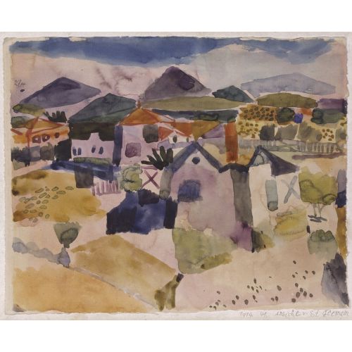 Paul Klee View Of Saint Germain Cubism Art Movements Canvas, Drawing Paper Prints, Reproduction Oil Painting and High Resolution