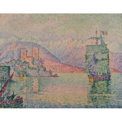 Paul Signac Antibes Le Soir Puantilism Art Movements Canvas, Drawing Paper Prints, Reproduction Oil Painting and High Resolution