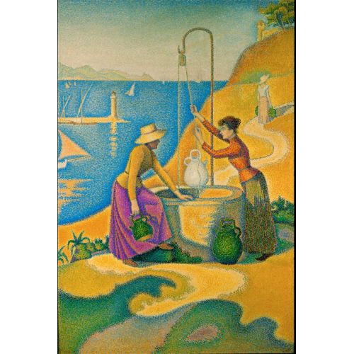 Paul Signac Women At The Lossless Well Puantilism Art Movements Canvas, Drawing Paper Prints, Reproduction Oil Painting and High
