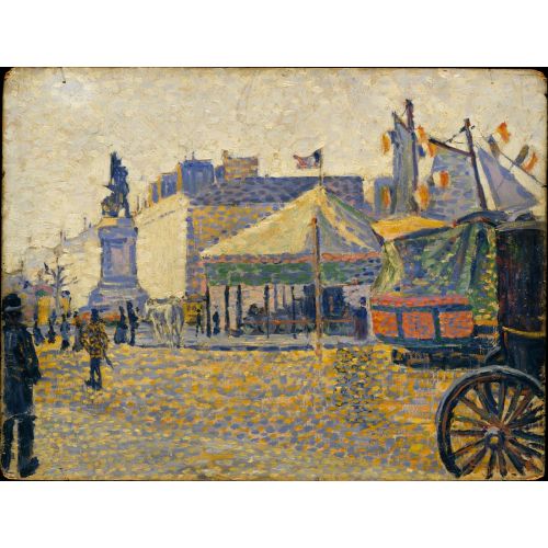 Paul Signac, Place De Clichy Puantilism Paul Signac Place De Clichy Puantilism Art Movements Canvas, Drawing Paper Prints, Reproduction Oil Painting and High Resolution