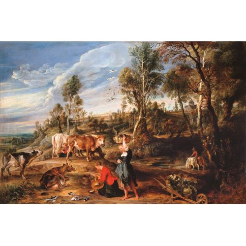 Peter Paul Rubens Sütçü Kız Ve Sığırlar Barok Sanat Akımları Kanvas Efektli Tablo, Resim Kağıdı Baskısı