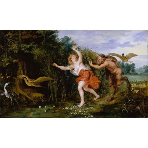 Peter Paul Rubens Pan Ve Syrinx Barok Sanat Akımları Kanvas Efektli Tablo, Resim Kağıdı Baskısı, Reprodüksiyon ve Yüksek