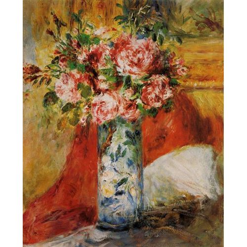 Renoir Roses In A Vase Oil Painting Renoir Roses In A Vase Oil Painting