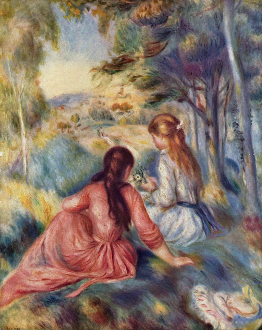 Pierre Auguste Renoir Two Girls On Grass | Arthipo