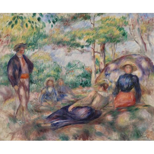 Pierre Auguste Renoir Resting In The Grass Impressionism Art Movements Canvas, Drawing Paper Prints, Reproduction Oil Painting