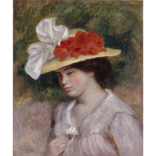 Pierre Auguste Renoir, Çiçekli Şapkalı Kadın Pierre Auguste Renoir, Çiçekli Şapkalı Kadın