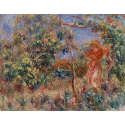 Pierre Auguste Renoir, Woman In Red In A Landscape