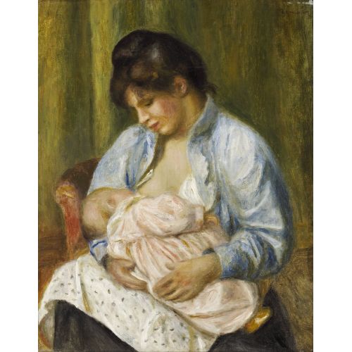 Pierre Auguste Renoir Bir Çocuğa Hemşirelik Yapan Bir Kadın Empresyonizm Sanat Akımları Kanvas Efektli Tablo, Resim