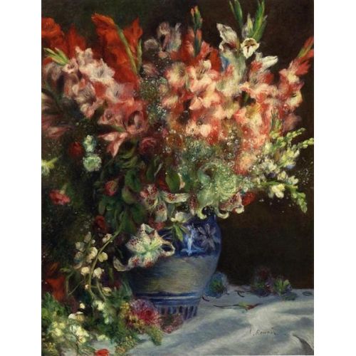 Renoir Gladiolas In A Vase Oil Canvas Renoir Gladiolas In A Vase Oil Canvas