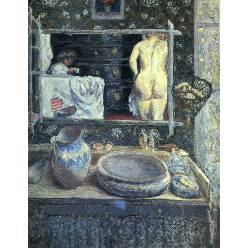 Pierre Bonnard Mirror On The Wash Stand Post Impressionism Art Movements Canvas, Drawing Paper Prints, Reproduction Oil Painting