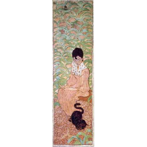 Pierre Bonnard Sitting Woman With A Cat Post Impressionism Art Movements Canvas, Drawing Paper Prints, Reproduction Oil Painting