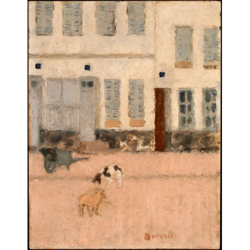 Pierre Bonnard Two Dogs In A Deserted Street Post Impressionism Art Movements Canvas, Drawing Paper Prints, Reproduction Oil