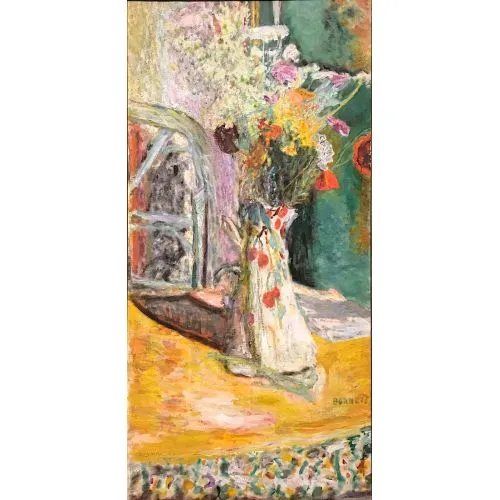 Pierre Bonnard Flowers On Table Post Impressionism Art Movements Canvas, Drawing Paper Prints, Reproduction Oil Painting and High
