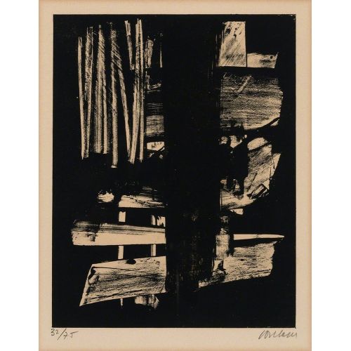 Pierre Soulages, Lithographie No. 9 Tachisme Pierre Soulages, Lithographie No. 9 Tachisme Art Movements