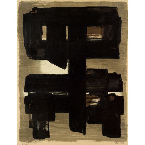 Pierre Soulages, Lithographie No 1 Tachisme Pierre Soulages, Lithographie No 1 Tachisme Art Movements