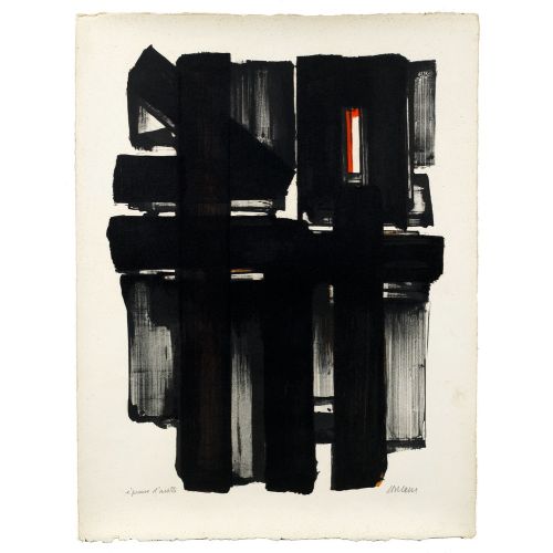 Pierre Soulages, Lithographie No 2 Tachisme Pierre Soulages, Lithographie No 2 Tachisme Art Movements