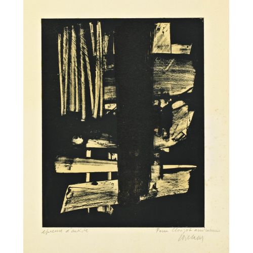 Pierre Soulages, Lithographie No 9 Tachisme Pierre Soulages, Lithographie No 9 Tachisme Art Movements