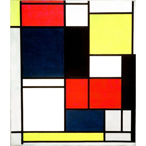 Piet Mondrian, Tableau No:2 1921-25 With Red Blue Black And Gray Piet Mondrian, Tableau No:2 1921-25 With Red Blue Black And Gray