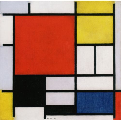 Piet Mondrian, Kırmızı Sarı Mavi Geniş Düzlemli Kompozisyon