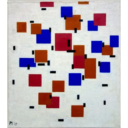 Composition In Color A 1917, Piet Mondrian Abstract Composition In Color A 1917, Piet Mondrian Abstract Art Movements Canvas, Drawing Paper Prints, Reproduction Oil Painting and