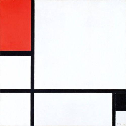Piet Mondrian, Unknown Composition No 1 With Red And Black Abstract Piet Mondrian, Unknown Composition No 1 With Red And Black Abstract Art Movements Canvas, Drawing Paper Prints, Reproduction Oil