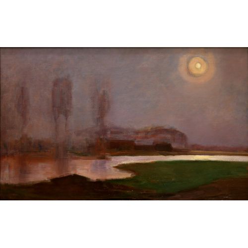 Trees On The Crescent Gein, Piet Mondrian Impressionism Art Movements Canvas, Drawing Paper Prints, Reproduction Oil Painting and