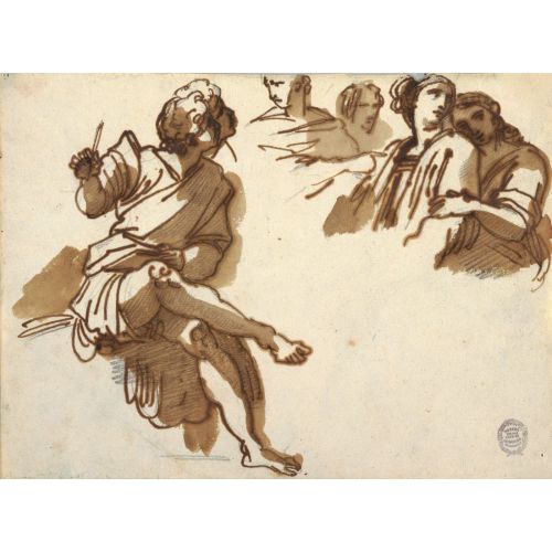 Raphael, Drawing Five Figures From Parnassus