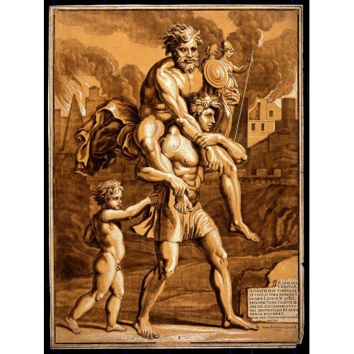 Raphael, Aeneas Carrying His Father Anchises On His Shoulders Holding
