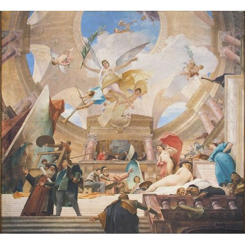 Raphael Grand Staircase Ceiling With Apotheosis Of The Renaissance Fresco People Canvas Prints Canvas, Drawing Paper Prints