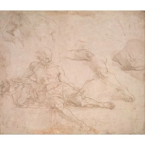 Raphael Diogen Figürü İçin Santi Çalışması Atina Okulu Rönesans Resimleri Sanat Akımları Kanvas Efektli Tablo, Resim