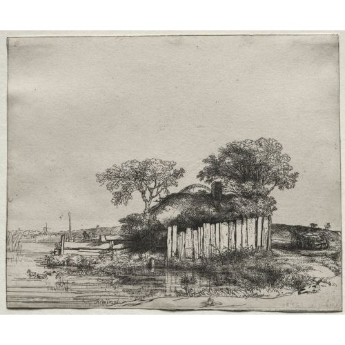Rembrandt Van Rijn, Cottage With A White Paling