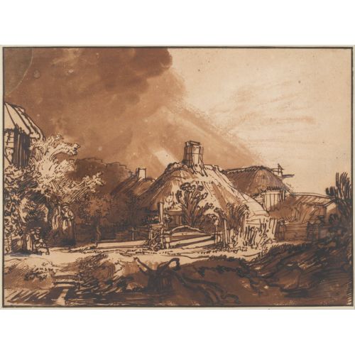 Rembrandt Van Rijn, Cottages Under A Stormy Sky