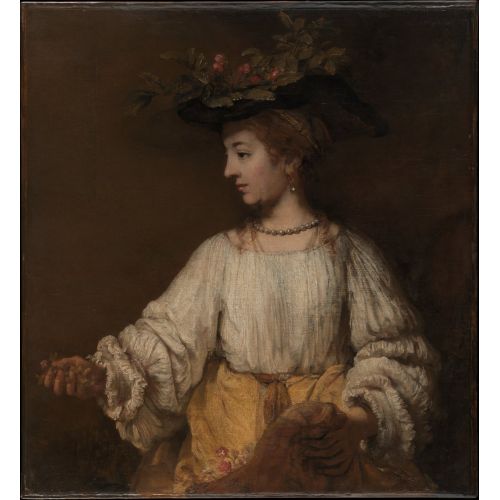 Rembrandt Van Rijn, Flora Baroque Art Movements Canvas, Drawing Paper Prints, Reproduction Oil Painting and High Resolution Image