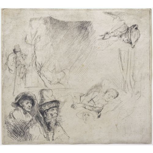Rembrandt Van Rijn, Sheet Of Studies