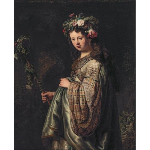 Rembrandt Van Rijn, Saskia Van Uylenburgh As Flora Baroque Art Movements Canvas, Drawing Paper Prints, Reproduction Oil Painting