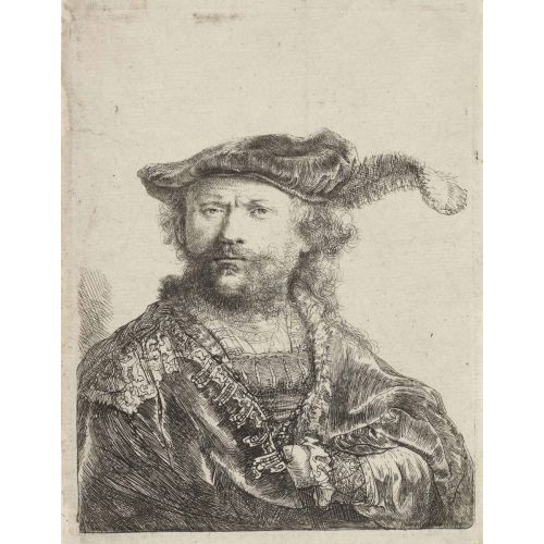 Rembrandt Van Rijn, Self Portrait In A Velvet Cap With Plume