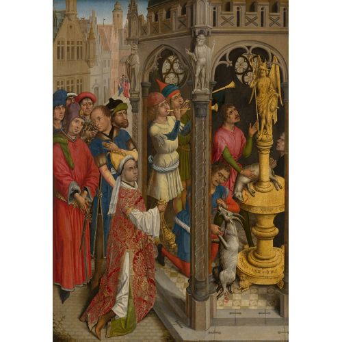 Rogier van der Weyden, Aziz Augustinus'un Maniheist Bir Put için Kurban Kesmesi Rogier van der Weyden, Aziz Augustinus'un Maniheist Bir Put için Kurban Kesmesi Gotik Sanat Akımları