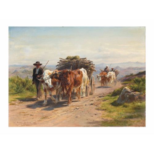 Rosa Bonheur, Cart With Cows And Herdsman In Auvergne
