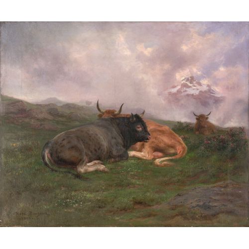Rosa Bonheur, Cattle At Rest On A Hillside In The Alps