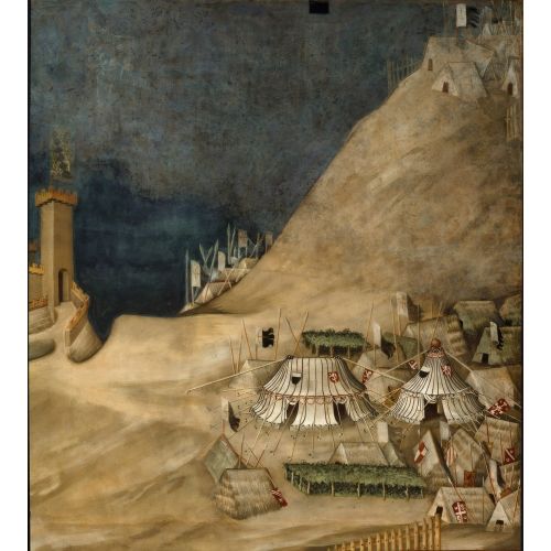 Simone Martini, 1328'de Montemassi Kalesinin Fethi Sırasında Guido Riccio da Fogliano'nun Arkasındaki Askeri Ordugah Detayı Simone Martini, 1328'de Montemassi Kalesinin Fethi Sırasında Guido Riccio da Fogliano'nun Arkasındaki Askeri Ordugah Detayı