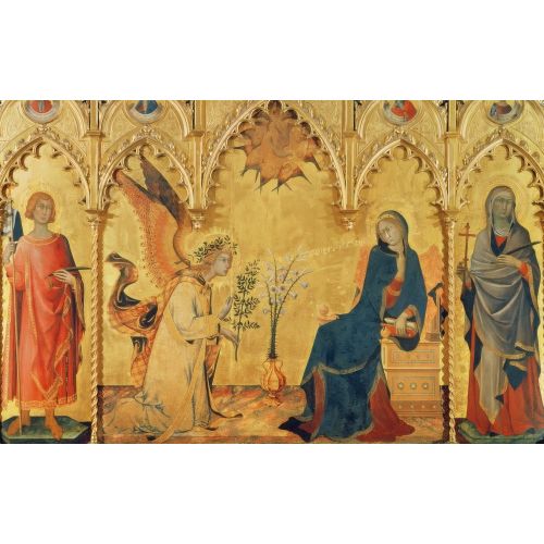 Simone Martini, İki Aziz ve Dört Peygamber ile Müjde, 1333 Simone Martini, İki Aziz ve Dört Peygamber ile Müjde, 1333 Gotik Sanat Akımları