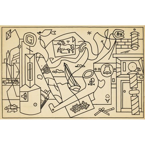 Stuart Davis, Final Study For Radio City Music Hall Mural Abstract Art Movements Canvas, Drawing Paper Prints, Reproduction Oil