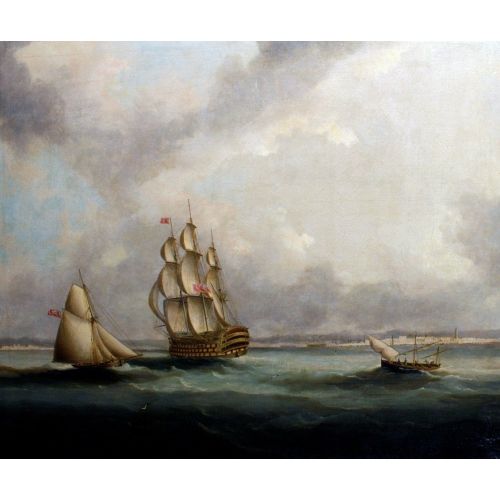 A Ship Of The Line Off Cadiz