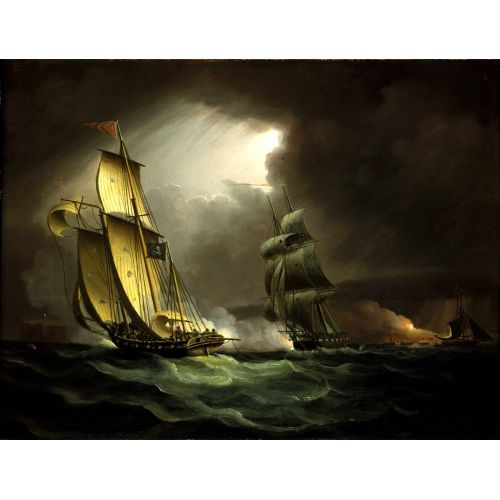 A Smuggling Lugger Chased By A Naval Brig