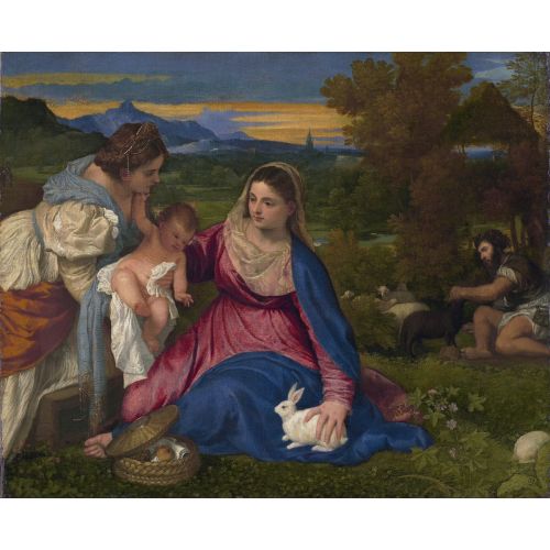 Titian, La Vierge Au Lapin A La Loupe Titian, La Vierge Au Lapin A La Loupe