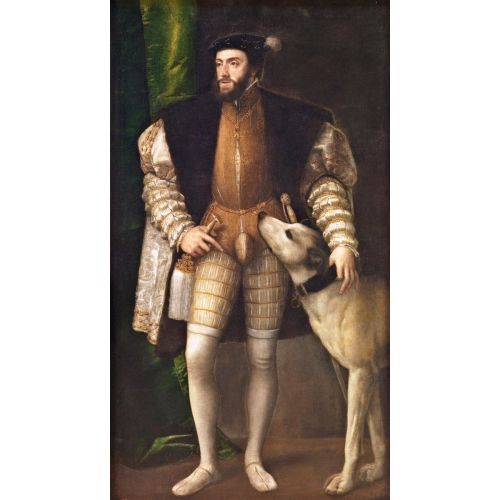 Titian, Charles V Standing With His Dog Titian, Charles V Standing With His Dog